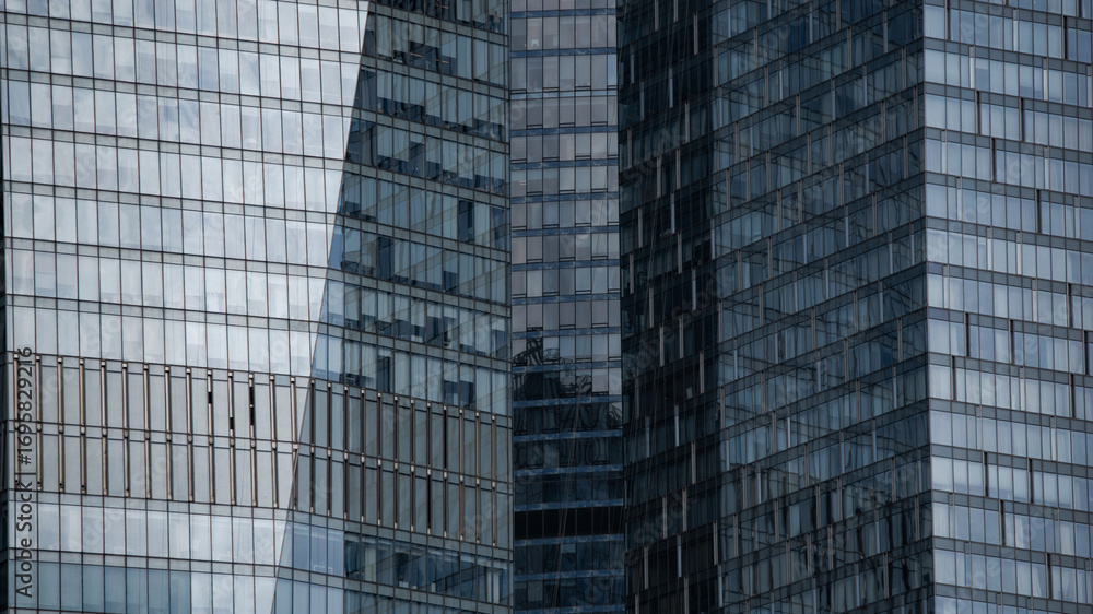 Fototapeta premium blue wall business buildings architectural background