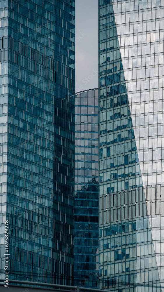 Fototapeta premium blue wall business buildings architectural background
