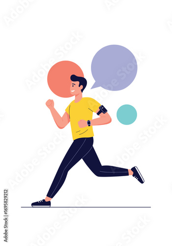 Active man running outdoors enjoying fresh air and fitness activity