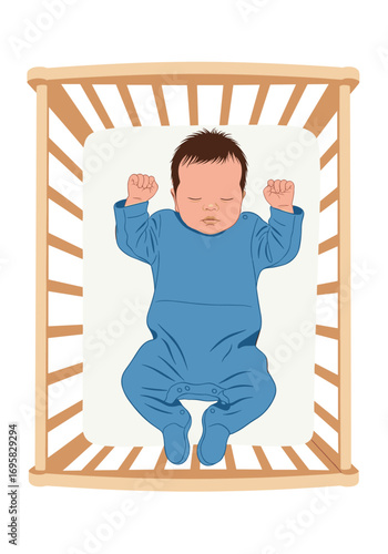 Peaceful sleeping newborn baby in a cozy crib enjoying a restful nap safe and sound