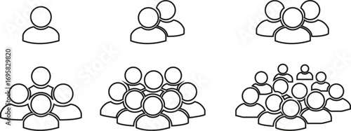 People Icon set. Profile and people silhouette collection. User profile symbol. Group of people or group of users collection. Perfect can use in demographic, social media, and team concept.