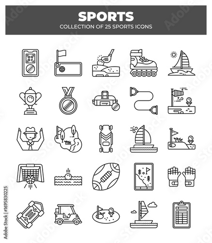 Collection of 25 Sports Icons. Golf. Cricket. Sailing. and More!