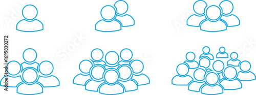 People Icon set. Profile and people silhouette collection. User profile symbol. Group of people or group of users collection. Perfect can use in demographic, social media, and team concept.