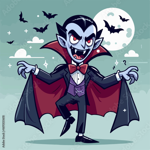 funny dracula cartoon illustration 