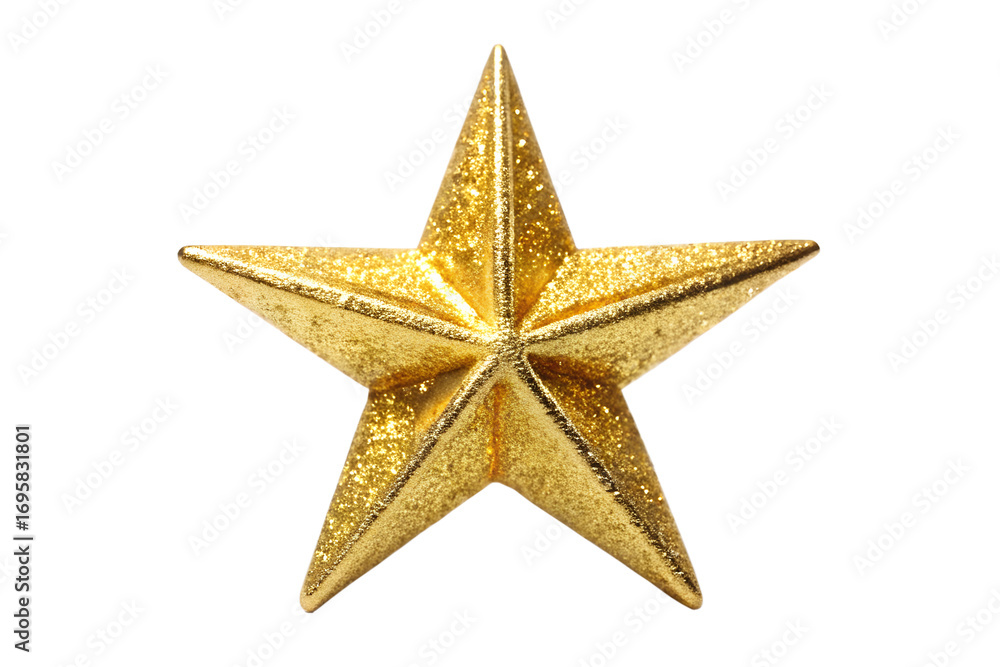Obraz premium Golden Star Christmas Tree Topper for christmas decoration design on transparent background, Png 