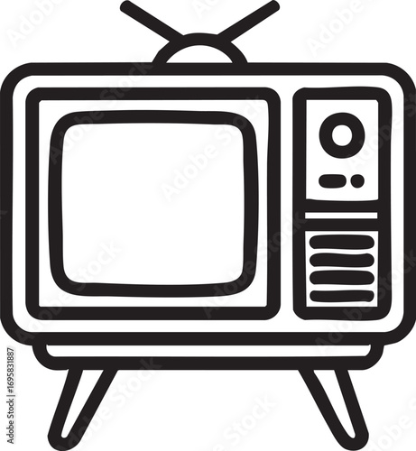 Retro tv vector icon: vintage television illustration eps silhouette