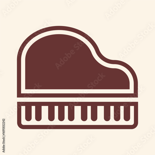 Elegant grand piano icon with clean lines, perfect for music studios, lessons, or concert promotions