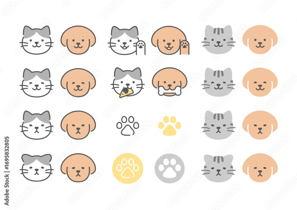 Fototapeta premium 猫と犬 アイコンマークセット