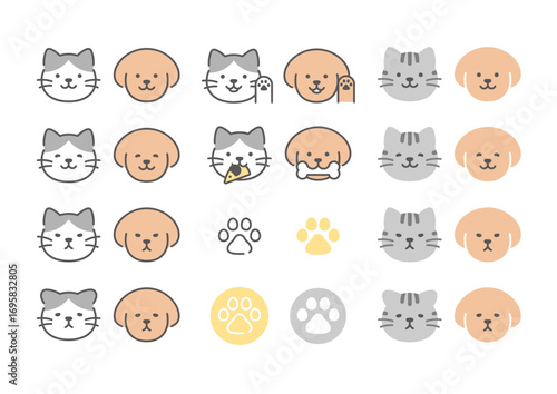 猫と犬　アイコンマークセット