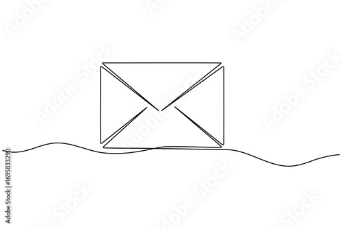 one line drawing of an open envelope with a letter inside, perfect for communication and mail concepts