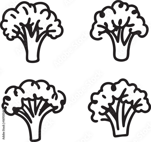 Broccoli vector illustration: cartoon broccoli outline clip art eps silhouette