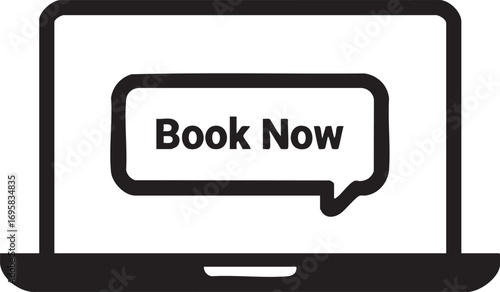 Book now button vector: online booking icon for website and app eps silhouette
