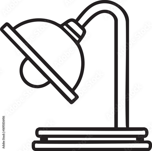 Vector illustration of desk lamp: black and white line art eps silhouette