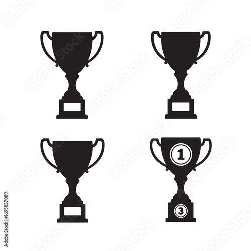 Trophy icon set. trophy cup symbol with first, second and third place. award sign for app, website, ui or design element. vector