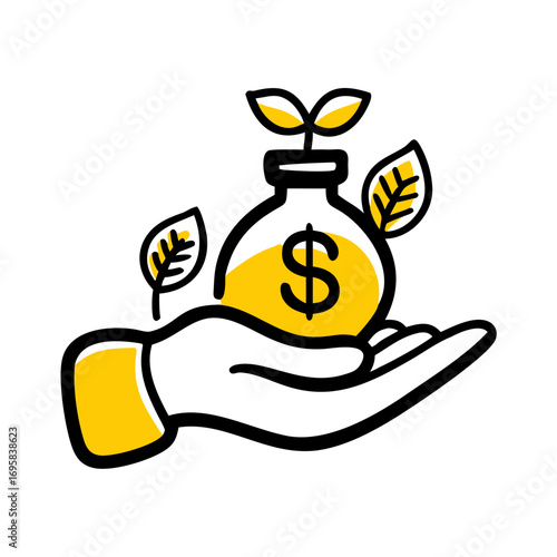Shadowy figure holding a bag of money with dollar sign