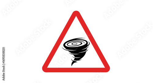 Warning sign alerts to dangerous tornado conditions, signaling extreme weather hazards ahead