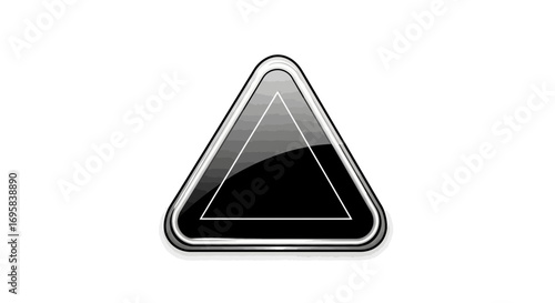 Sleek, modern triangle icon with glossy finish and gradient shading for impactful design projects