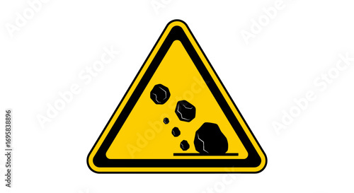 Cautionary falling rocks warning sign for safety and hazard awareness