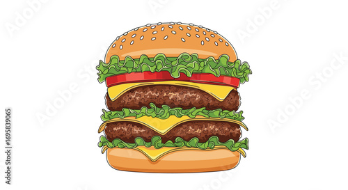 A delicious stacked burger with multiple layers of beef and cheese