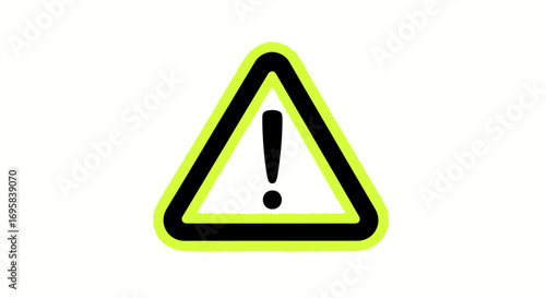 Bold warning sign icon with exclamation mark alerts viewers to potential danger or important information