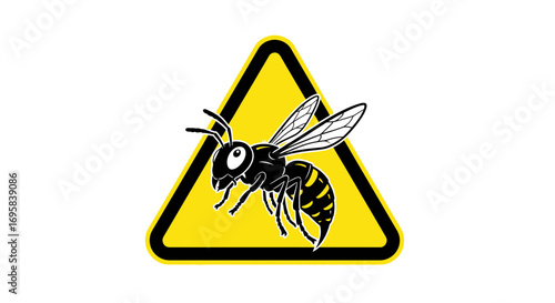 Alert warning sign featuring a menacing wasp ready to sting, conveying danger and caution