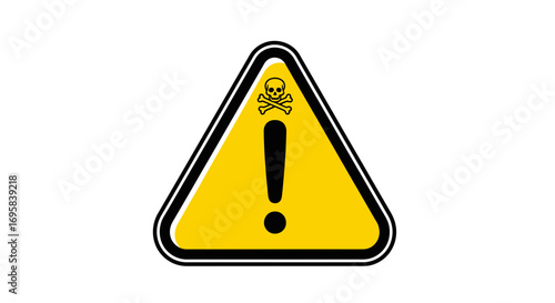 Striking hazard warning symbol with skull and crossbones alert for danger and toxicity