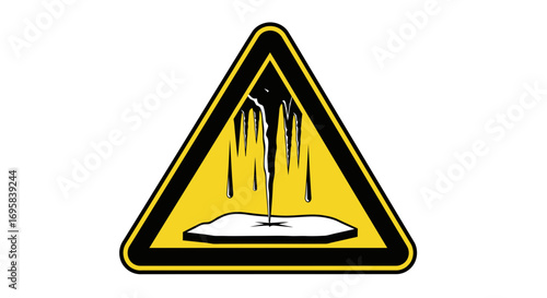 Warning sign depicting dripping ice and icy surface for safety alerts and hazard awareness