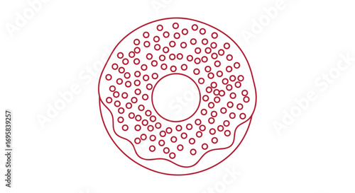 A deliciously sweet ring shaped pastry covered in small red sprinkles baked with love