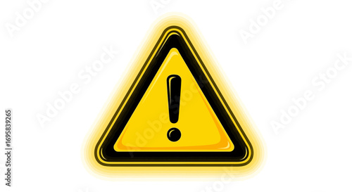 Vibrant yellow warning sign with exclamation mark demands immediate attention