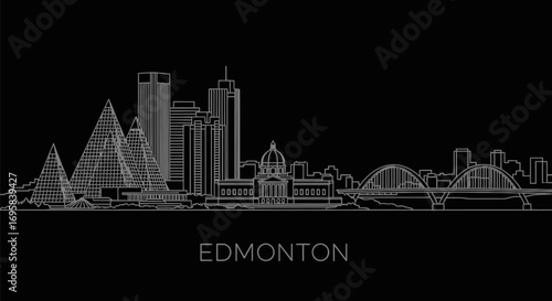 Edmonton Skyline Line Art.