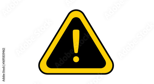 Bold yellow and black warning sign with exclamation mark alerts viewers to potential danger or important notice