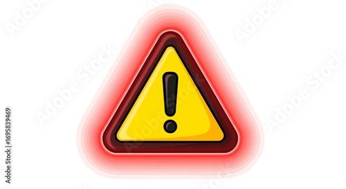 Urgent warning sign with glowing red aura alerts to potential danger or critical alert