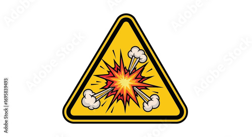 Dynamic explosion warning sign grabs attention with vibrant energy and urgent alert