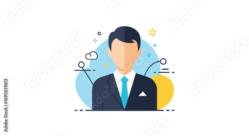 Professional business person avatar illustration represents leadership and corporate achievement