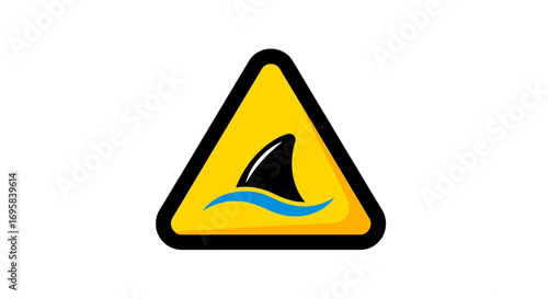 Iconic shark fin warning symbol alerts beachgoers to ocean danger