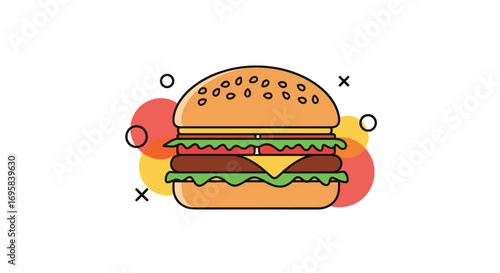 Delicious double cheeseburger with fresh lettuce and tomato on a sesame seed bun