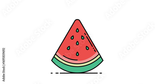 A delicious refreshing slice of juicy red watermelon with seeds and a green rind