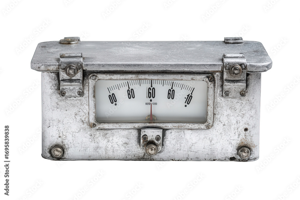 Fototapeta premium Vintage Industrial Metal Gauge on Transparent Background
