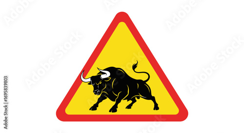 Powerful black bull warning sign a symbol of strength danger and raw energy for impactful designs