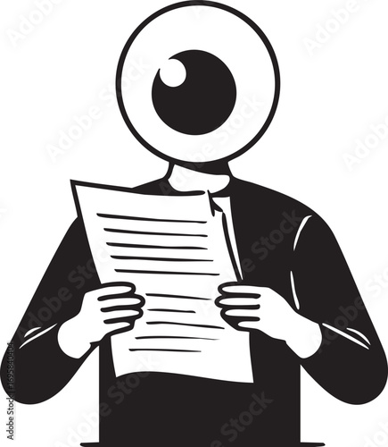 Eye head reading document vector illustration | attention to detail concept eps silhouette
