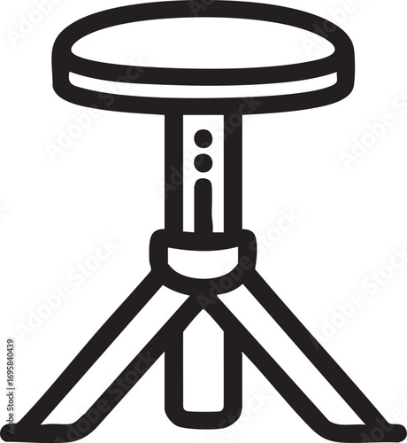Vector icon of a round stool with tripod legs - furniture graphic eps silhouette