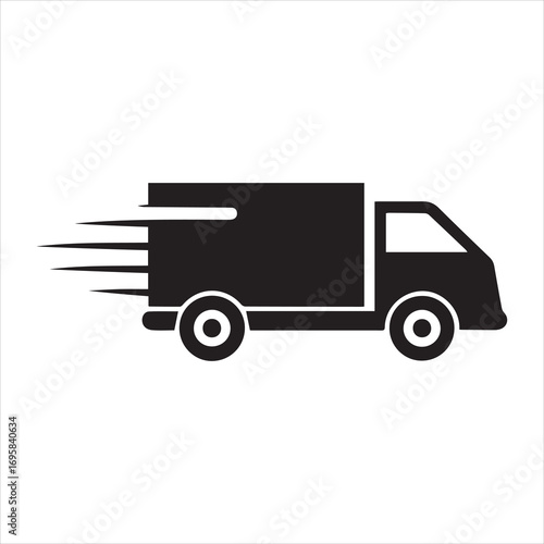 Fast moving shipping delivery truck icon silhouette