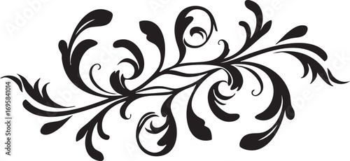 Black floral vector design element: swirls, leaves, ornament eps silhouette