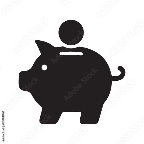 Piggy Bank icon silhouette vector with white background