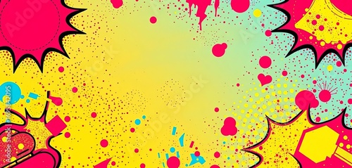 Vibrant pop art style background with bold colors and comic book texture,  texture,  vibrant
