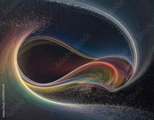 Abstract Cosmic Nebula with Hexagonal Grid Overlay