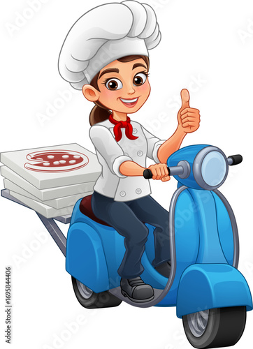 Smiling female woman chef r...