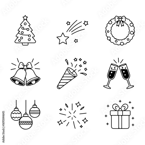 Christmas and New Year icons set