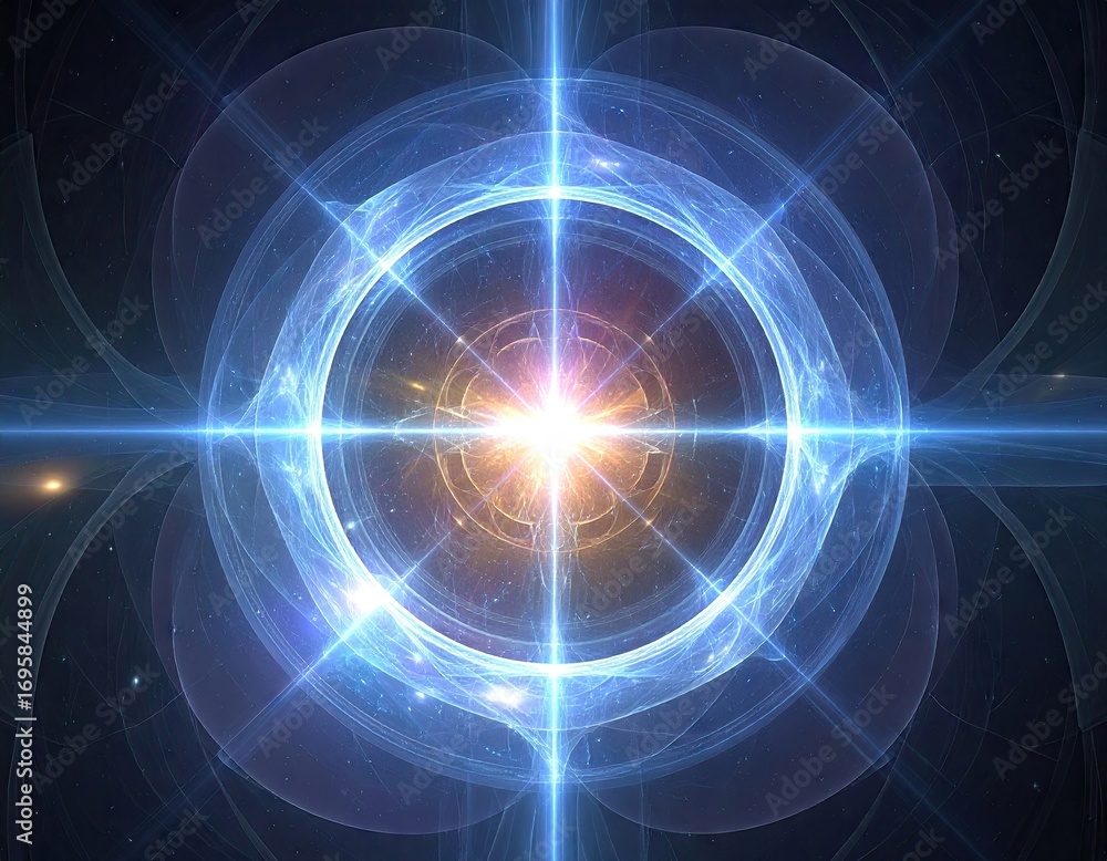 Fototapeta premium Abstract Glowing Quantum Computing Visualization