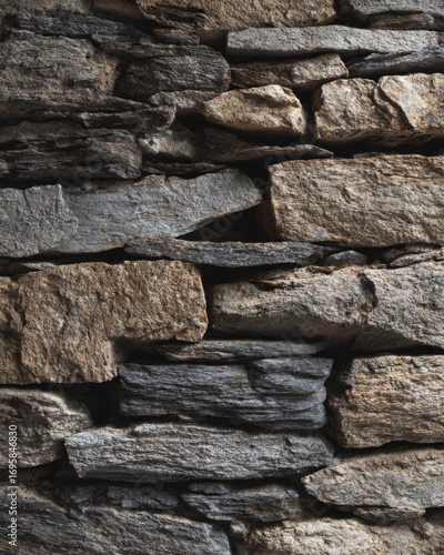 Close-up of rough stone wall texture, natural minimal surface.